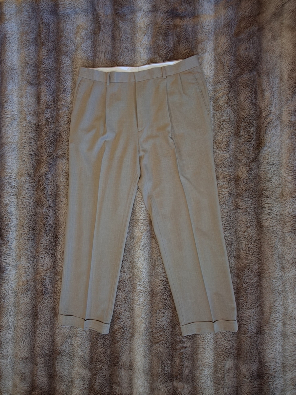 Louis Raphael Tailored Tan Pleated Cuffed Dress Pants Men's Size 38x30